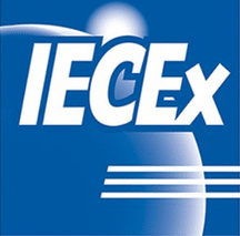 IECEx logo på blå baggrund