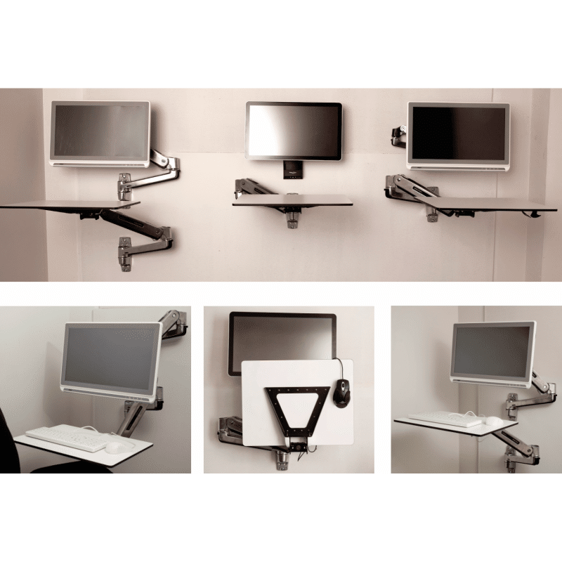 Adjustable wall mounts for computers and monitor workstations