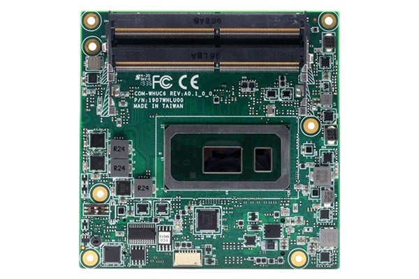 Green computer motherboard with processor and RAM slots